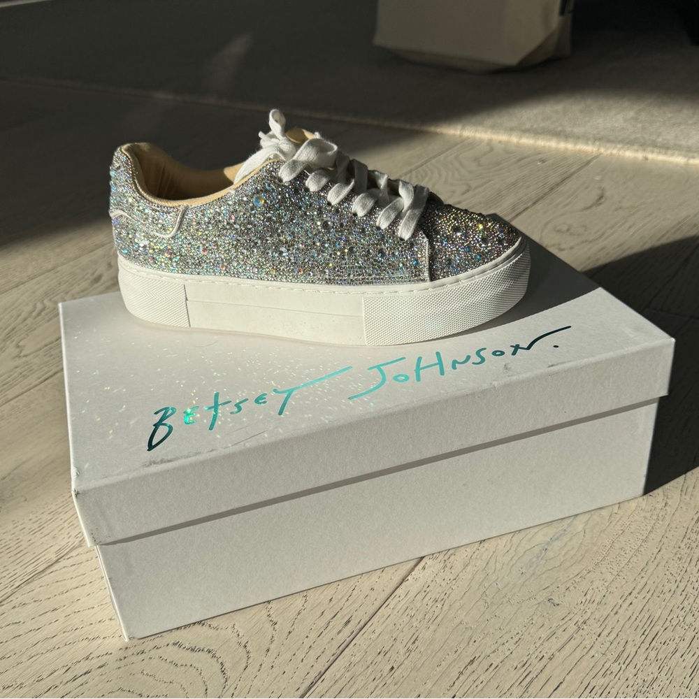 Betsey Johnson Sidney Sneaker in Rhinestone, Size 7 New with Box